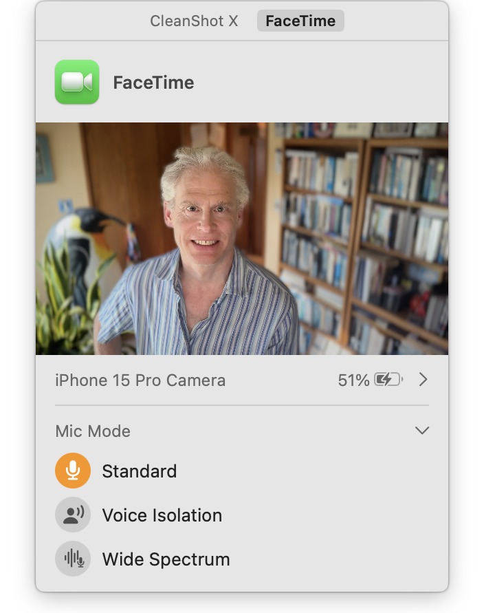 See the audio options while videoconferencing on a mac.